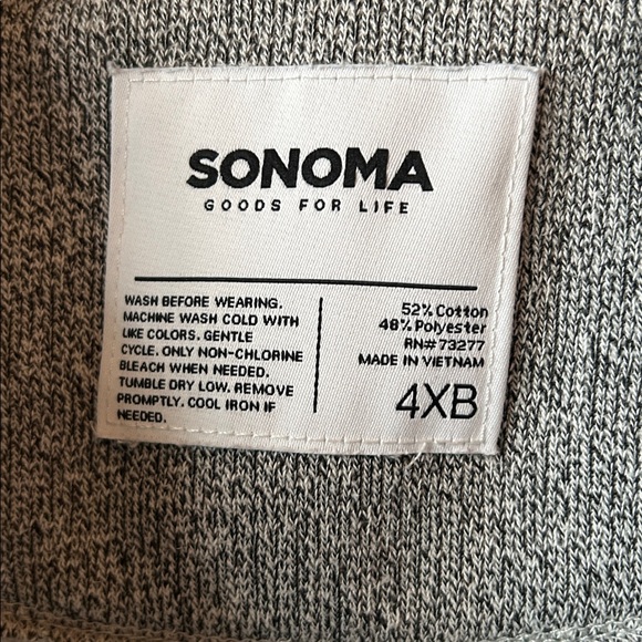 Sonoma Men's Heather Gray Zip-Up Sweater 4XB - Picture 3 of 6